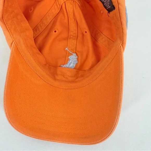 POLO Ralph Lauren Orange 100% Cotton Adjustable Hat Cap - Picture 11 of 14